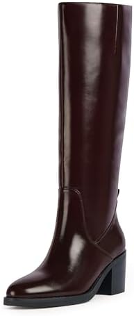 Knee High Boots Women Chunky Heel Rounded Toe Tall Boots Women Block High Heel Fall Long Boots