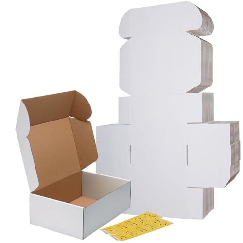 Image of RLAVBL 12x8x4 Inches Shipping Boxes Set of 20, White Small Corrugated Cardboard Box, Mailer Boxes for Packing Small Business