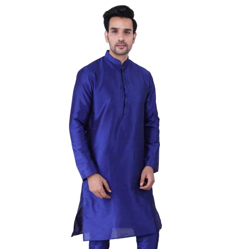 Image of Sadree Men's Silk Blend, Knee Length, Full Sleeve, Mandrin Collor, Solid Style, Attractive Colour, Solid Plain Kurtas