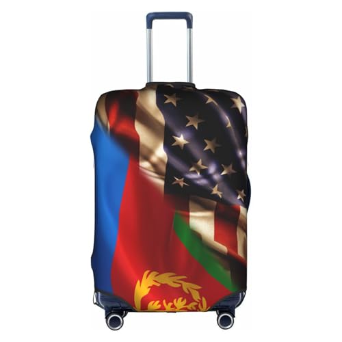 Travel Luggage Cover Combined Eritrea And Usa Flag Fashion Washable Baggage Suitcase Protector Fit For Luggage Medium