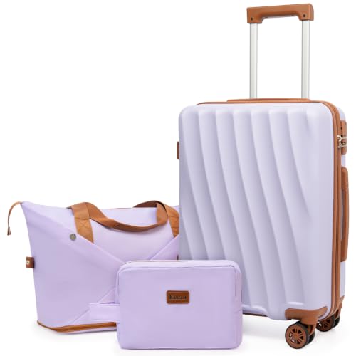 Image of Eeeza Carry on Luggage Sets 3 Piece Suitcases (LightPurple, 20 inch /DB /TB)