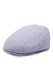 Brooks Brothers Men’s Seersucker Ivy Cap – with Logo Lining & Sweatband – Woven Cotton Hat, S/M, Blue Stripe