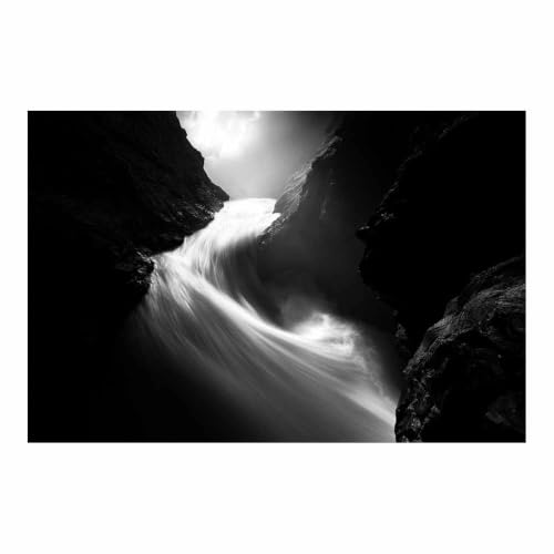 Toile chutes du ruisseau noir et blanc déco murale 60x90cm