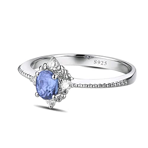 Bague Argent 925 Femme Simple sertie d'un Zirconium Violet Ovale Premium