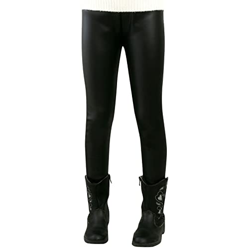 Toddler Kids Faux Leather Straight Wide Leg Pants Baggy Trousers with Pockets Ankle Length Stretchy Trousers2