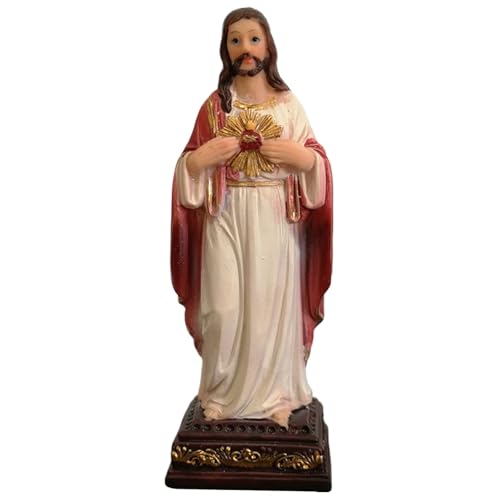 Estátua do Sagrado Coração de Jesus, estátua da resina de Jesus de 5,12 polegadas, estátua do renascimento de Jesus Cristo, figura religiosa de Jesus para o carro, inauguração da casa presente