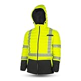 Pioneer Hi Vis Seamless Puffer Jacket for Men - High Visibility Waterproof Winter Parka - ANSI Class 3