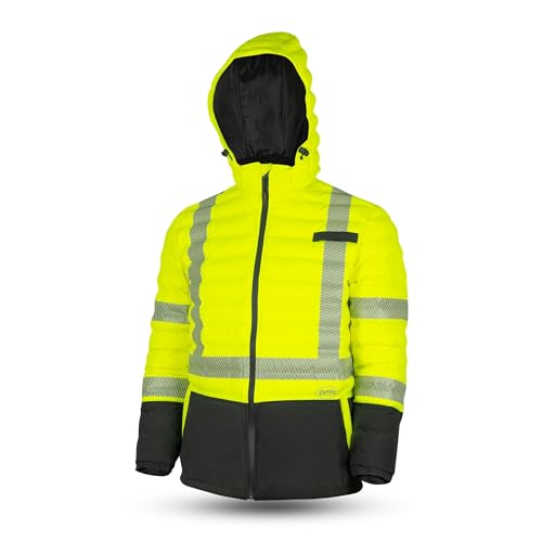 Pioneer Hi Vis Seamless Puffer Jacket for Men - High Visibility Waterproof Winter Parka - ANSI Class 3 by Pioneer - Used condition - US$57.92