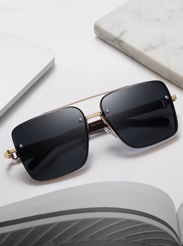 Image of Classic Mens Sunglasses Fashion Gold Frame Shades for Men UV 400 Protection Sunnies(7563)