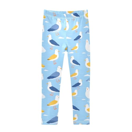 Cartoon Seagull Seabird Girls Leggings Soft Stretch Workout Yoga Dance Pants for Kids Casual Tights
