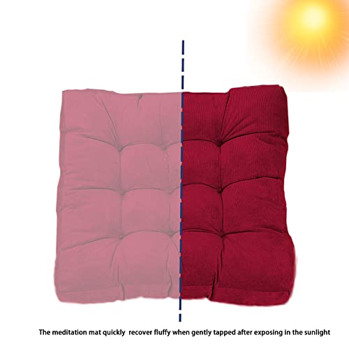 Bilkoivn Square Meditation Pillow For Seating On Floor, Solid Thicken Futon Pillow Seat Tatami Floor Cushion For Yoga Corduroy Chair Pad Adults & Kids, 22X22 Inch (Wine Red) #TOP6