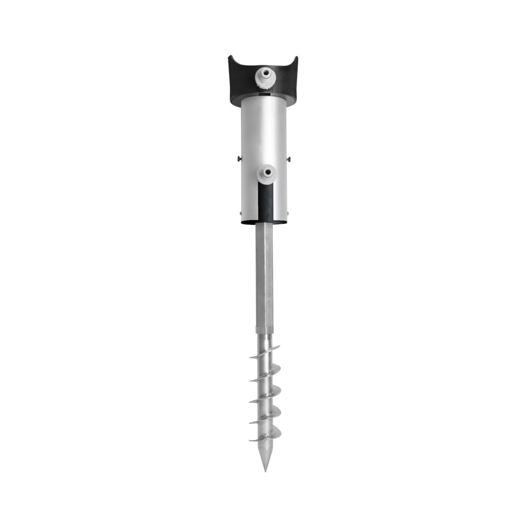 QUICK STAR Erdspieß für Schlauchtrommel Halter Hallterung mit Universalkupplung Bodenanker Gartenschlauch aus Aluminium & verzinktem Stahl – Stabiler Standfuß für Schlauchaufroller