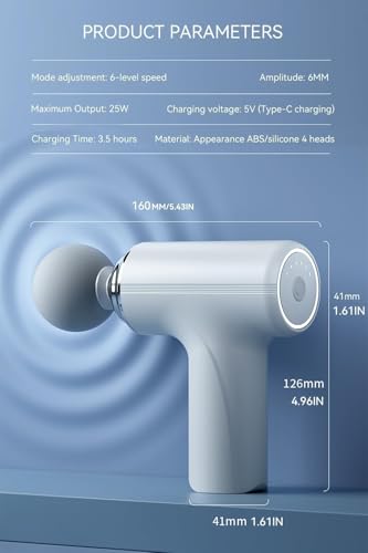 Image of SBJ Massage Gun, Deep Tissue Body Massager for Pain Relief, 6-Speed Portable Percussion with 4 Heads for Muscle Pain Relief and Relaxation (White,Black,Pista Green and Sky Blue)
