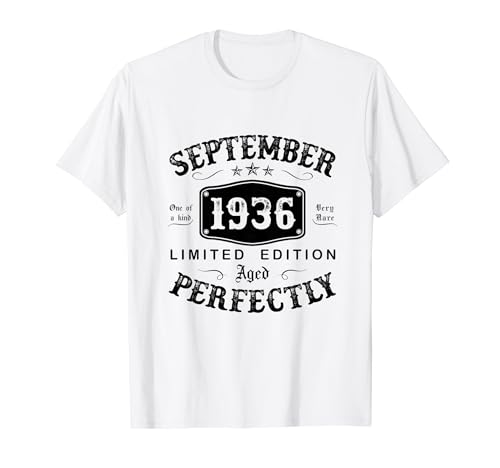 Vintage Regalo 88 Años Cumpleaños Hombre Septiembre 1936 Camiseta