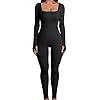 Workout Bodysuit Stretch Geribbelde Dames Sport Jumpsuit Slim Fit Behaaglijke Onesie Lange Mouw Workout Jumpsuits…