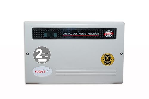Image of FOUR-S 5KVA Smart Digital Double Booster Voltage Stabilizer Working Range (130V - 280V) Upto 2 Ton Air Conditioner, White Glossy;