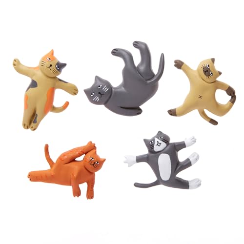 Set de cinco iman Kikkerland gato yoga decorativo miniatura 1