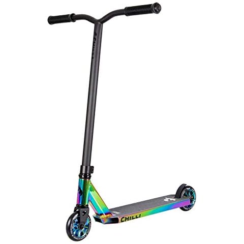Chilli Pro Scooter™ Rocky | Das ORIGINAL | Stunt Scooter mit 360° Lenkung | High-End Stuntscooter | Für Einsteiger | 110 mm PU Räder | Trick Roller für Kinder und Erwachsene | Farbe neochrome Cover
