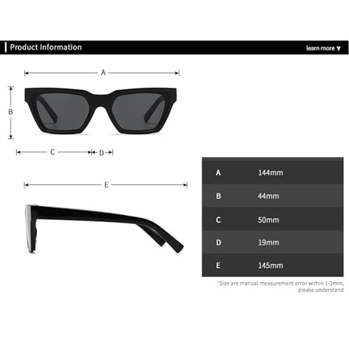 Retro Cat Eye Sunglasses for Women Men Trendy Oversized Square Sun Glasses 90s Vintage Shades 5