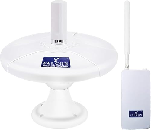 Falcon DTV 5G WiFi Antenna WiFi Booster, with 150Mbps WiFi Router for Motorhomes - Compact Design, 360° Reception, 5G/4G Compatibility, Mobile Internet, Simlock Free, IPTV, Terrestrial TV, Freeview