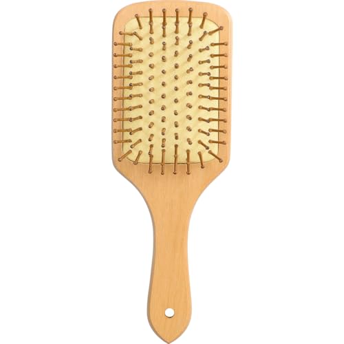 Wooden Hair Brush Reusable Short Paddle Hairs Dressing Rectangle Anti Static Mens Styling Air Paddles Hair Massage Women Wooden Detangling Salon Brushes for Reducing Hair Breakage (Pack of 1)