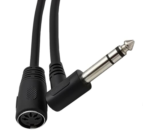 Seadream DIN 5 Pin Female to 6.35mm Male Adapter Cable 8inch 90 Degree Angled 6.35mm 1/4