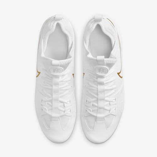 Nike Huarache 9 Varsity LAX Lacrosse Cleats (FD0090-100, White/White/Metallic Vivid Gold) Size 11.54