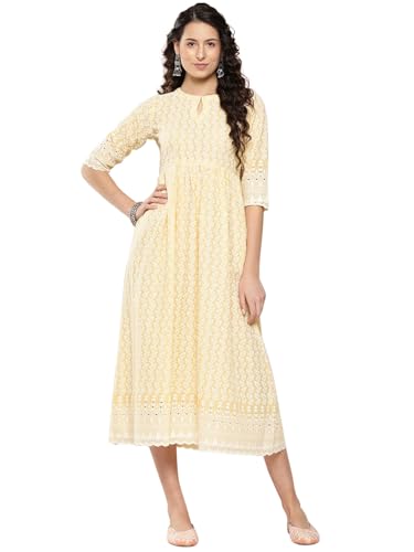 Libas Womens Embroidered Cotton Fit and Flare Dress for Women