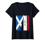 donna maglia irachena scozzese irachena con mezza bandiera della scozia maglietta con collo a v
