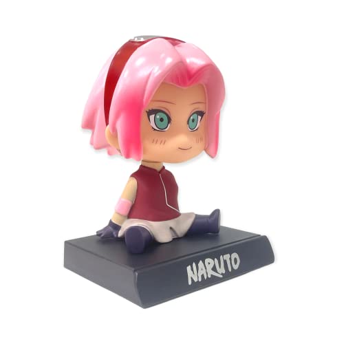 Image of AUGEN Super Hero Sakura Haruno Action Figure Limited Edition Bobblehead with Mobile Holder for Car Dashboard, Office Desk & Study Table (Pack of 1)
