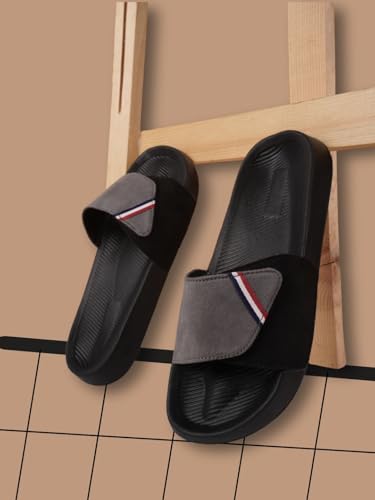 Image of PERY-PAO Sliders Mens Grey, Maroon, Olive Green Stylish Printed Flip Flop & Slippers