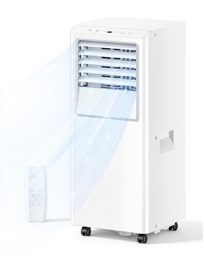 Feelfunn 8,000 BTU Portable Air Conditioner - Cools Up to 350 Sq. Ft., 5-in-1 Portable AC Unit for Rooms with Remote Control, Sleep Mode, 24H Timer, Air Conditioner for Bedroom, Dorm, Apartment