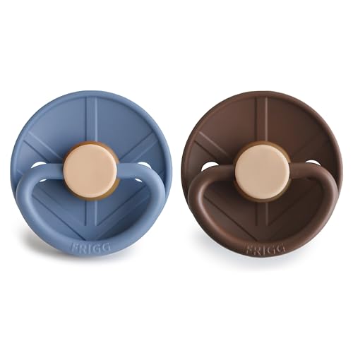 Image of FRIGG Little Viking Natural Rubber Baby Pacifier 2-Pack | Made in Denmark | BPA-Free (Ocean View /Cocoa, 6-18 Months)