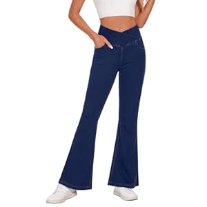 Desol V Cross Schlaghose Jeanshose Damen, High Waist Jeans Damen Stretch mit 4 Taschen, Flared Jeans, Bootcut Hose Damen für Party, Freizeit