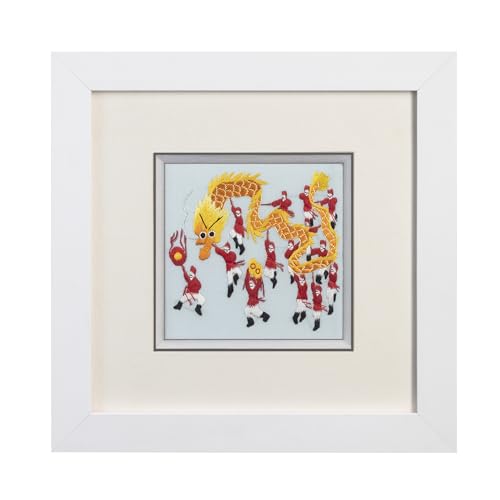 Ebherys Hunan Hand Embroidery Artwork, handmade paintings with wood frame hanging on the wall as room decoration home accessories, meaningful gifts for mother daughter and friends (Dragon Dance)