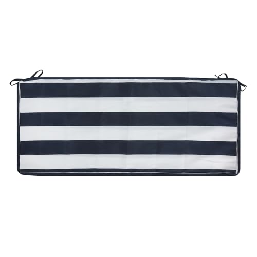 Magpie Fabrics Patio Bench Cushion Cover 45x18x3 Inch, NO Insert! Water&Fade Resistant Outdoor Loveseat Replacement Cover with Zipper (Navy White)