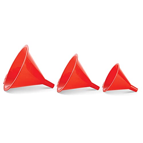 HIC Kitchen Plastic Funnel Set for Liquids and Dry Goods, BPA Free, Set of 3 Different Sizes