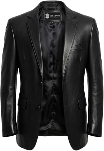 Image of Isaac & David Chicago Lambskin Genuine Casual Wear Leather Blazer Sport Coat Classic Button Closure for Men 2 Button Coat