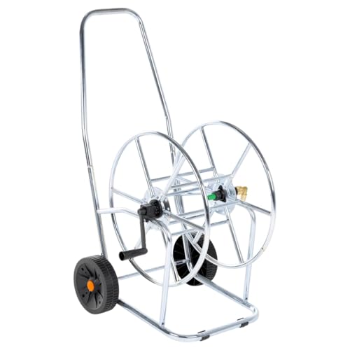 Homgoday Carrito Carrete para Manguera de 80 m 3/4' Acero Soporte de Manguera de jardín
