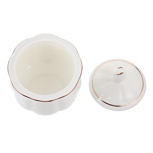 Amosfun Azucarero de cerámica con tapa, estilo europeo, elegante recipiente para servir dulces para uso doméstico, seguro, fácil de limpiar, esencial para la cocina