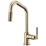 Brizo 63063LF-GL Litze Pull-Down Faucet with Angled Spout and Knurled Handle In Luxe Gold