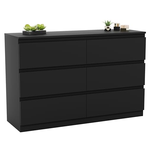 Vida Designs Denver 6 Drawer Chest of Drawers Black - Modern Wooden Storage Unit