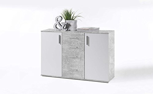 Avanti Trendstore AVANTI TRENDSTORE - BEA - Comò in Legno Laminato e Bianco, Disponibile in 2 Diversi Colori e Dimensioni (120x82x35 cm, Grigio-Bianco)