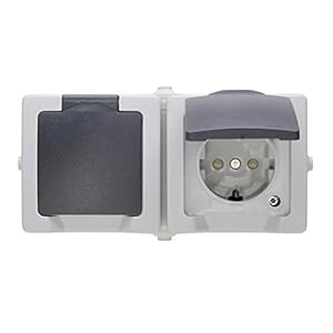 Kopp Nautic 2-fach Steckdose Aufputz für Feuchtraum mit Klapp-Deckel & Berührungsschutz I Schutzkontakt-Steckdose 16 A / 250 V / IP44 I Aufputz-Steckdose I Grau – 137056002