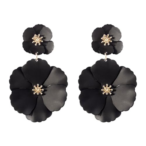 Elegant Flower Studs Earrings Colorful Fashion Ear Jewelry Iron Texture Trendy Accessory Suitable for Women Teen Present Multila