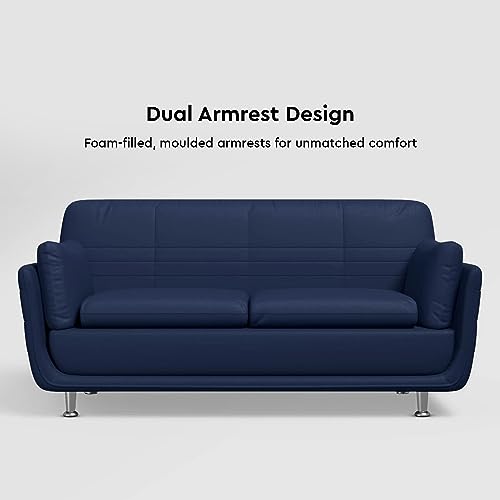 Image of GODREJ INTERIO Marina Leatherette 3 Seater Sofa (Finish Color - Blue)