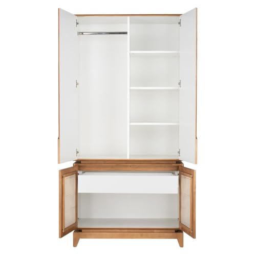 Image of Wakefit Wardrobe | 3 Year Warranty | Solid Wood Almirah, Cupboard for Clothes Storage | 2 Door, 1 Drawer, 1 Hanging Space | Kente - Midas Gold
