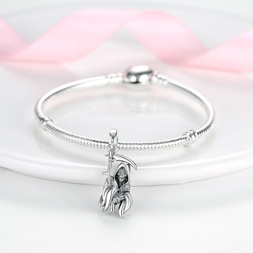 Hapour 925 Sterling Silver Halloween Charms for Bracelets Necklaces, Skull Skeleton Pumpkin Witch Bat Charm Pendant Beads Jewelry Gift for Women Family Friends2