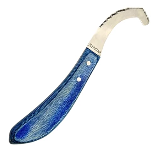 ZEESKTAR Bot Fly Knife for Horses Stainless Steel Bot Egg Removal Tool Curved Serrated Scraper with Ergonomic Blue Handle for Horse Grooming