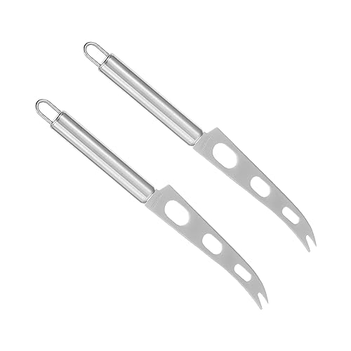 Mikikit 2pcs Manual Stainless Steel Cheese Spatula for Cake and Butter Lightweight Kitchen Tool Easy to Clean Compact Design for Storage